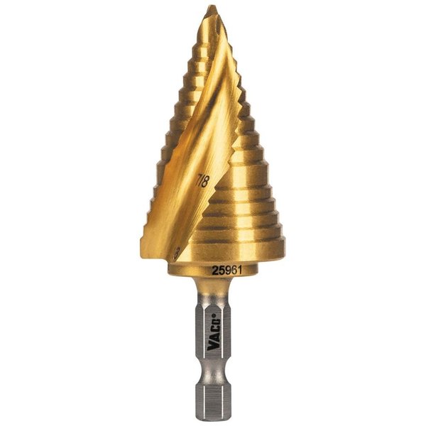 Klein Tools Step Drill Bit, Spiral DoubleFluted, 78Inch to 118Inch, VACO 25961